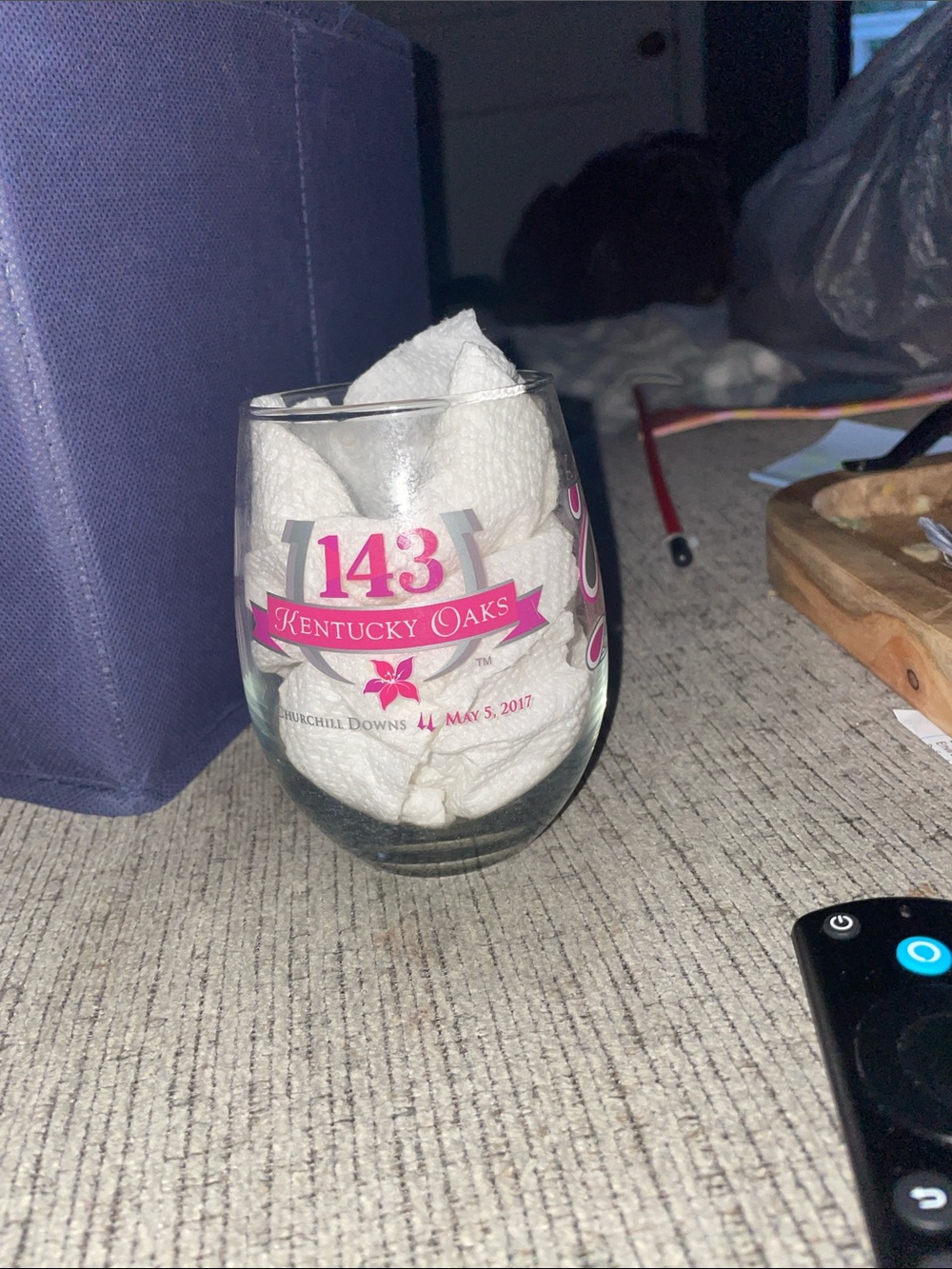 143 Kentucky Oaks at Churchill Downs Pink Stemless Wine Glass
